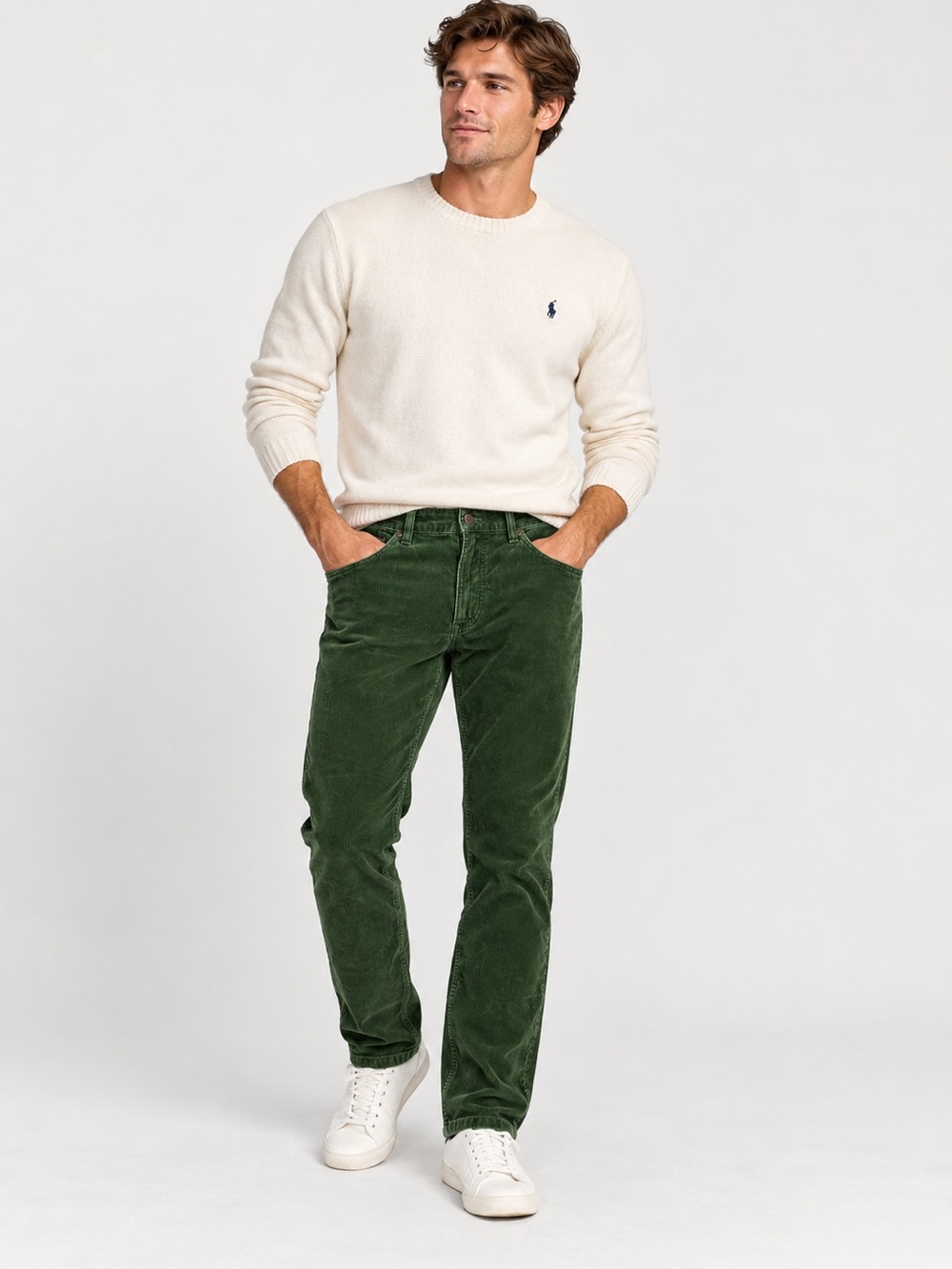 POLO Ralph Lauren Dungarees Green Corduroy Varick Slim Straight Pants 38 Old Mo